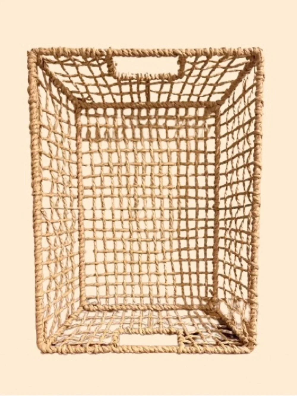NWOT- Natural Jute Open Weave Storage Basket - Tan